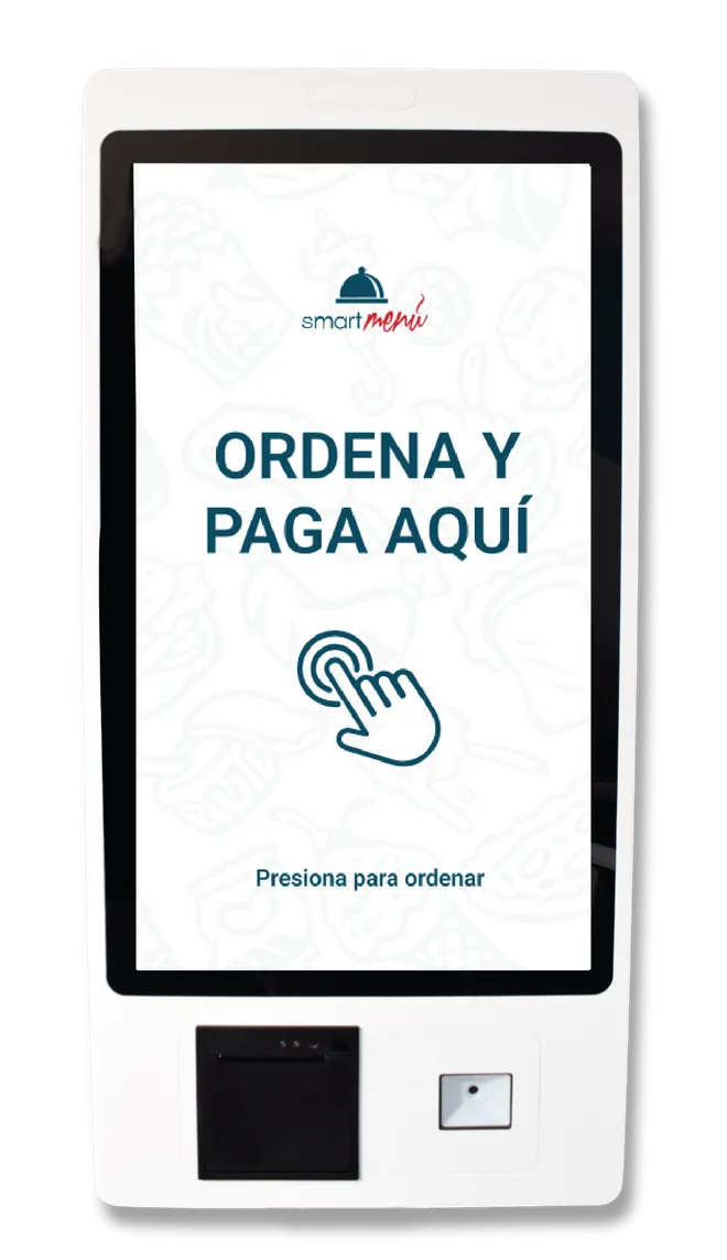 Kiosko de autoservicio SmartMenu: pantalla Ordena y paga aquí