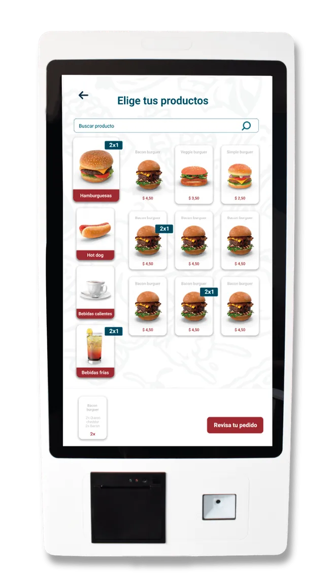 Kiosko de autoservicio SmartMenu: selección de productos