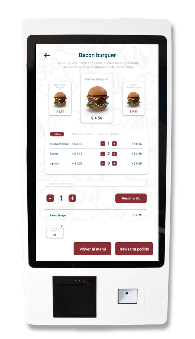 Kiosko de autoservicio SmartMenu: personalización del pedido