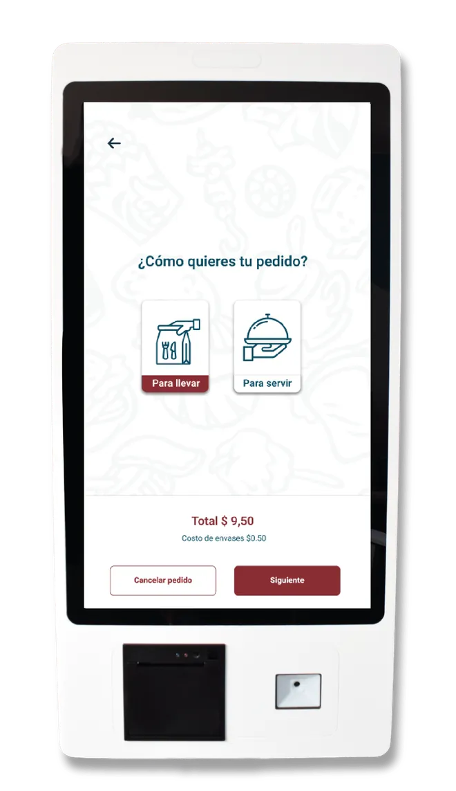 Kiosko de autoservicio SmartMenu: pago con tarjeta