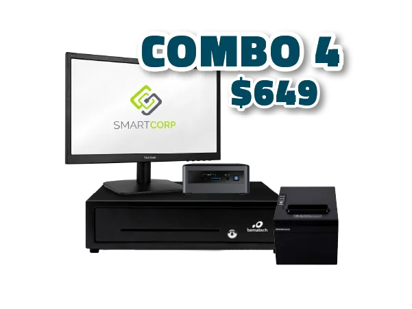 Kit POS con Mini PC, impresora térmica de 80 mm, monitor y cajón de dinero