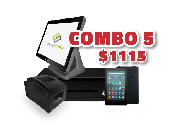 Kit POS con PC touch todo en uno, impresora térmica, tablet y cajón de dinero